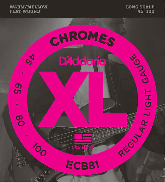 D'ADDARIO ECB81 Chromes Vlak omwonden Lange mensuur Regular Light 45-100