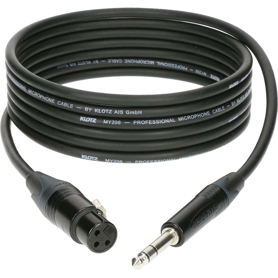 M1 MIC CABLE BLACK 0,3M XLR 3 FEMALE - JACK 3P KLOTZ
