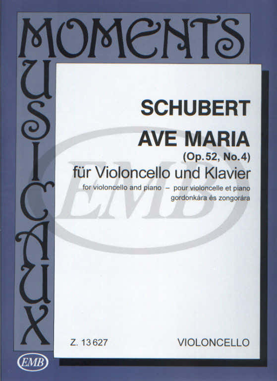 SCHUBERT F. - AVE MARIA OP. 52 N. 4 - VIOLONCELLE ET PIANO