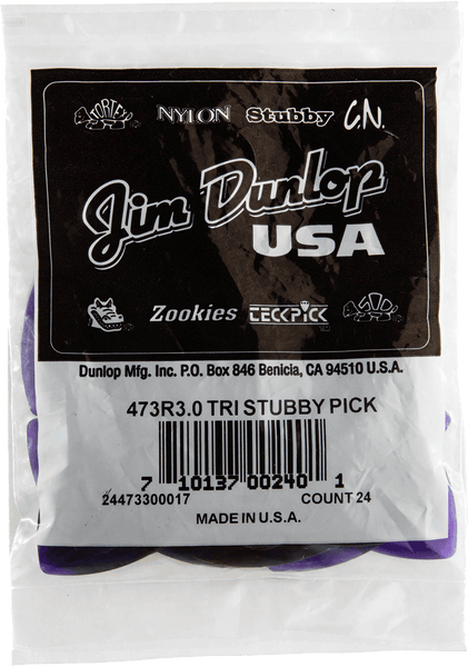 Dunlop 24 x 3,00mm Triangle Stubby Donkerpaars