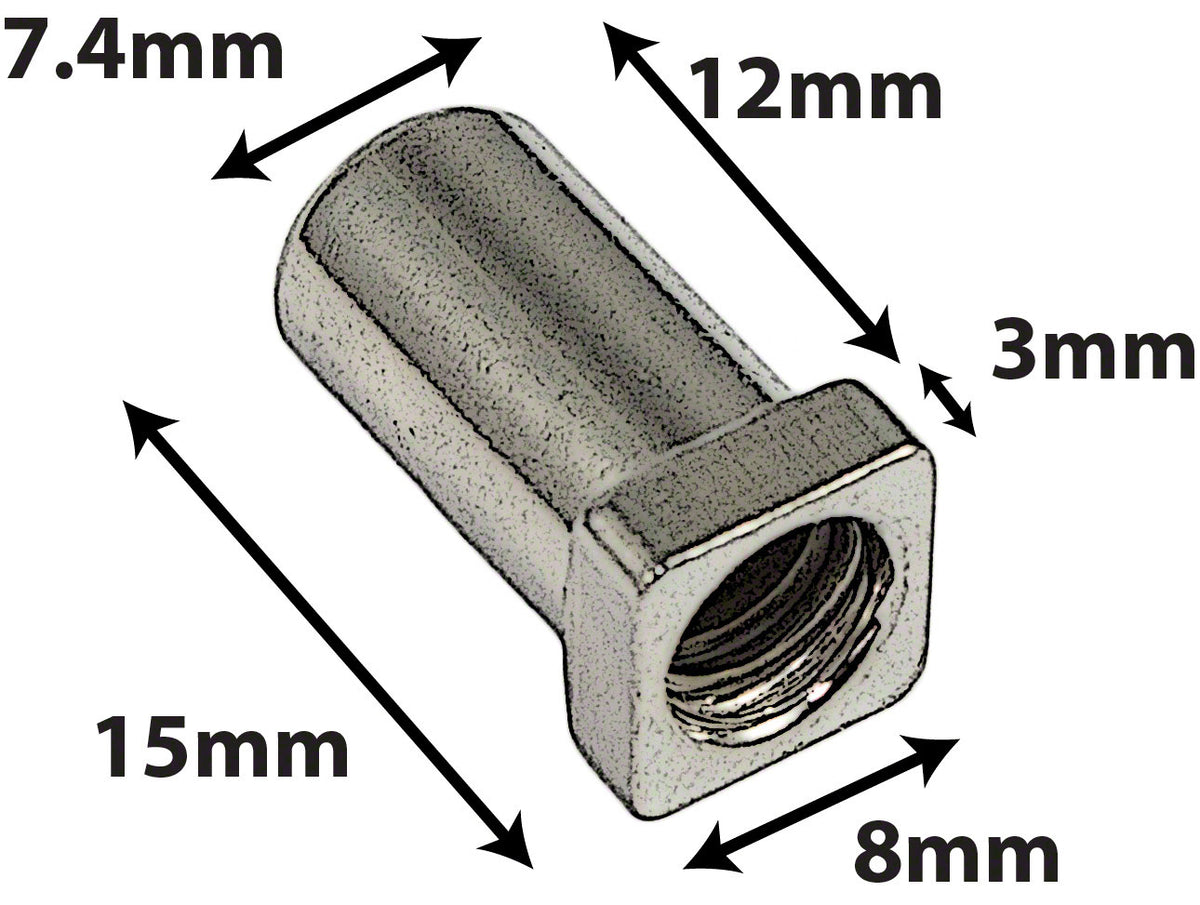 SN-SQ-15S - Schoorsteen 15mm Vierkante Kop - Staal (X10)