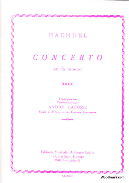 Haendel G. F./lafosse - Concerto En Fa Mineur - Trombone et Piano