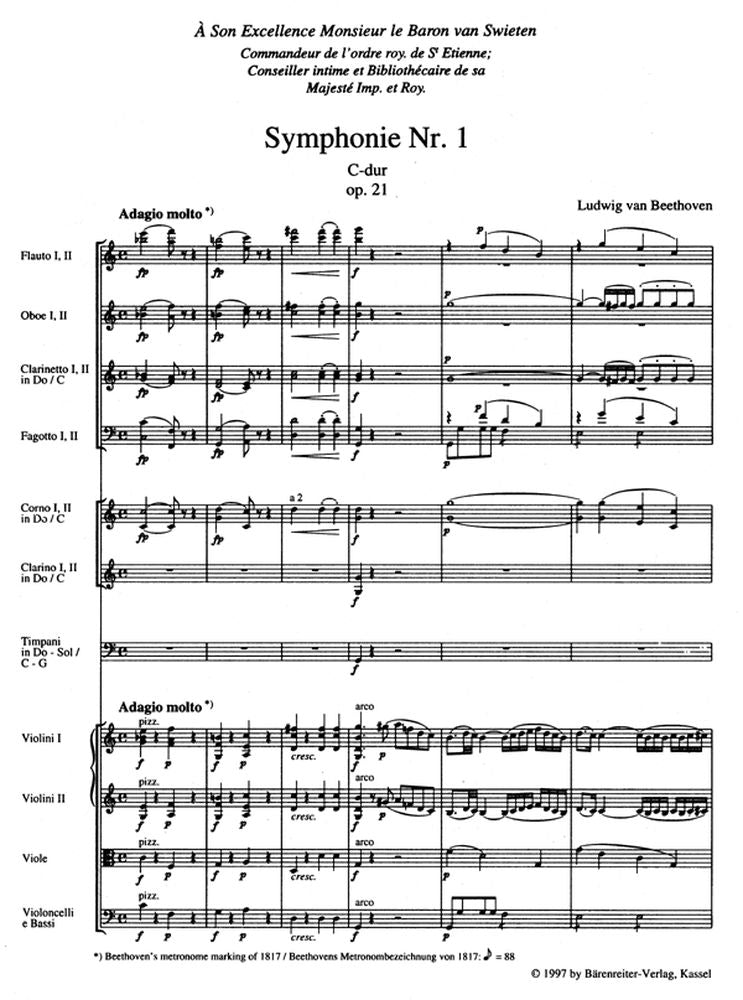Beethoven L.von - Symphonie N°1 En Do Majeur Op.21 - Conducteur Poche