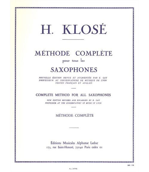 Leduc Méthode Complète Pour Tous Les Saxophones - Klosé