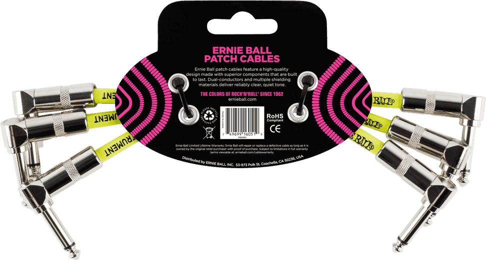 Instrumentkabels Patch 3-Pack - Haaks - 15CM Wit