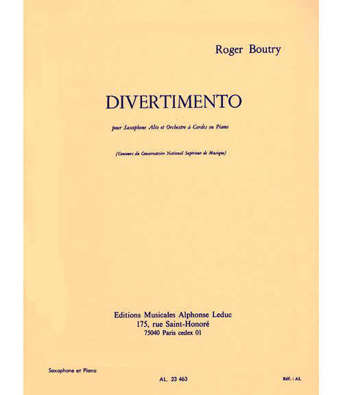 Boutry Roger - Divertimento - Saxophone & Piano