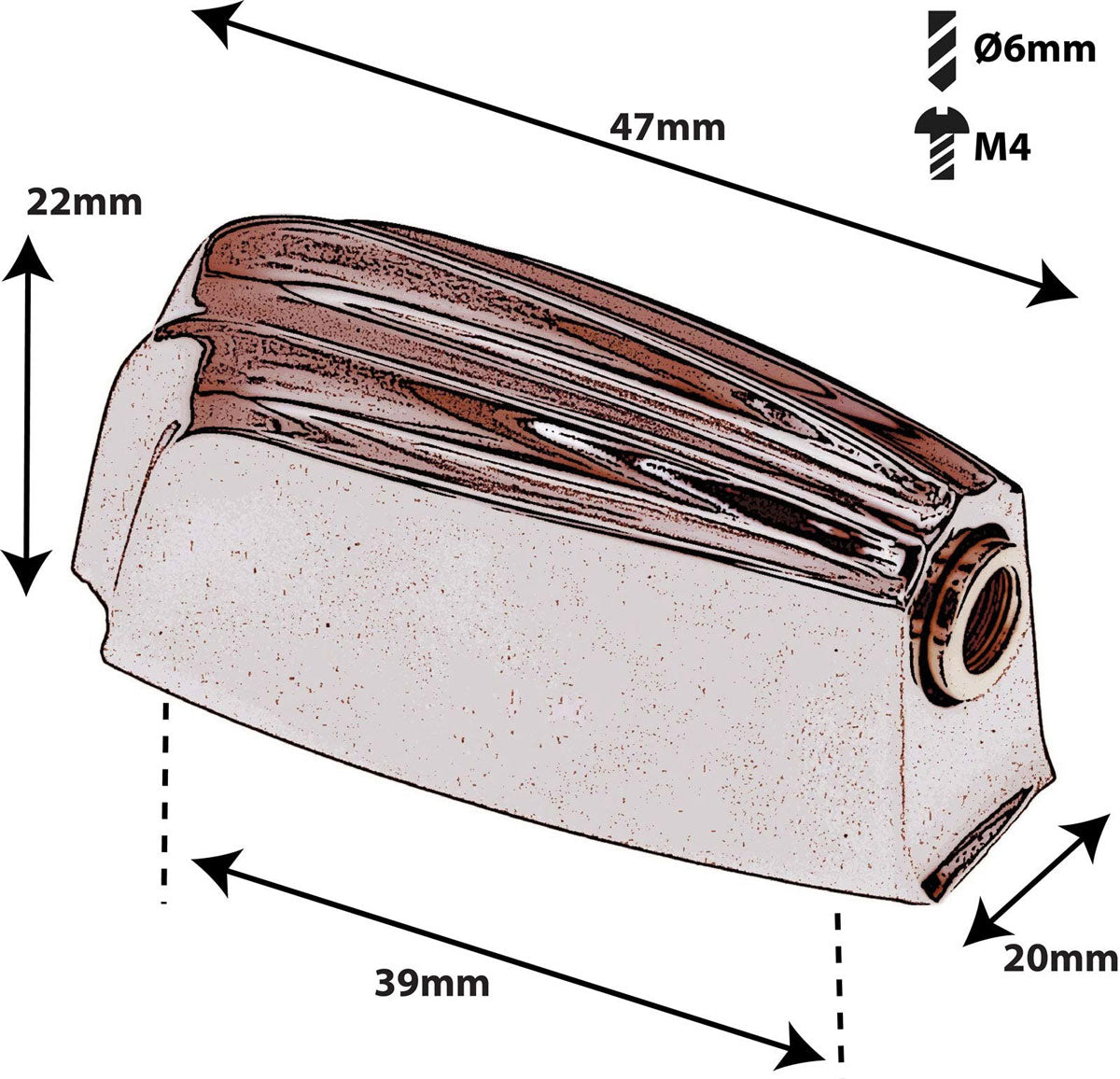 L23Sdtt-Co Snaredrum-Tom-Spannblok 39Mm Koper X1