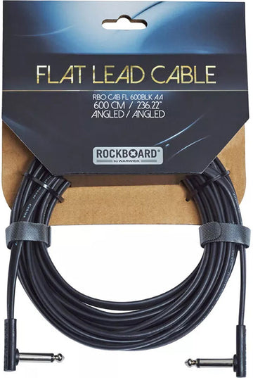 Platte Instrumentkabel 6 M Haaks/Haaks - Zwart