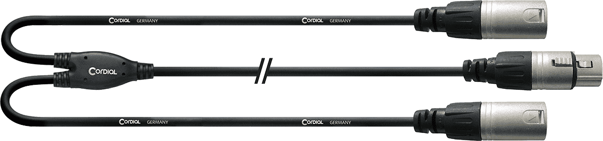 Cordial Y-Kabel XLR-Bus/2 XLR-Stekkers 30 CM