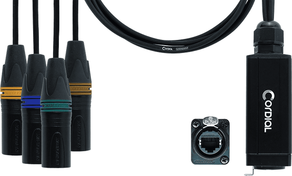 DMX-ADAPTER - RJ45 4 XLR MANNELIJK 5-PINS 70 CM