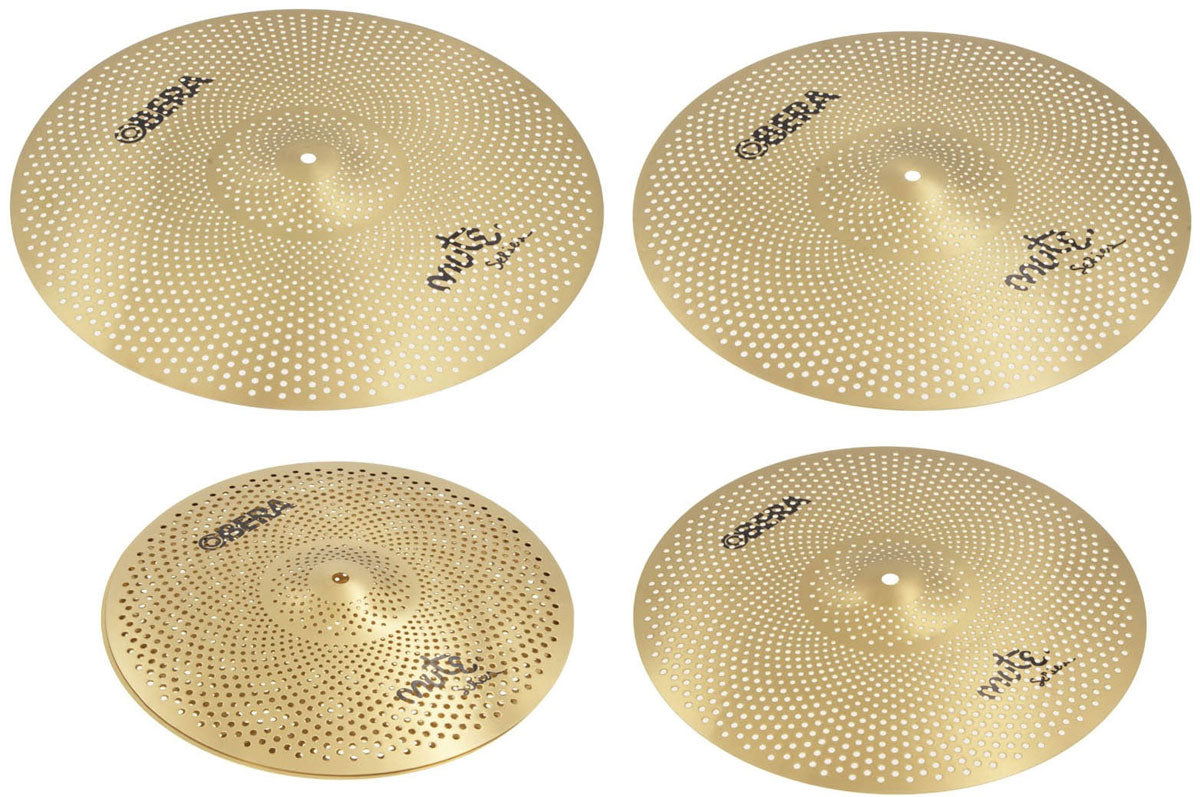 Obera Cymbals Mute 4x Silent Cymbals Set - 14" 16" 18" 20" - Brass Finish
