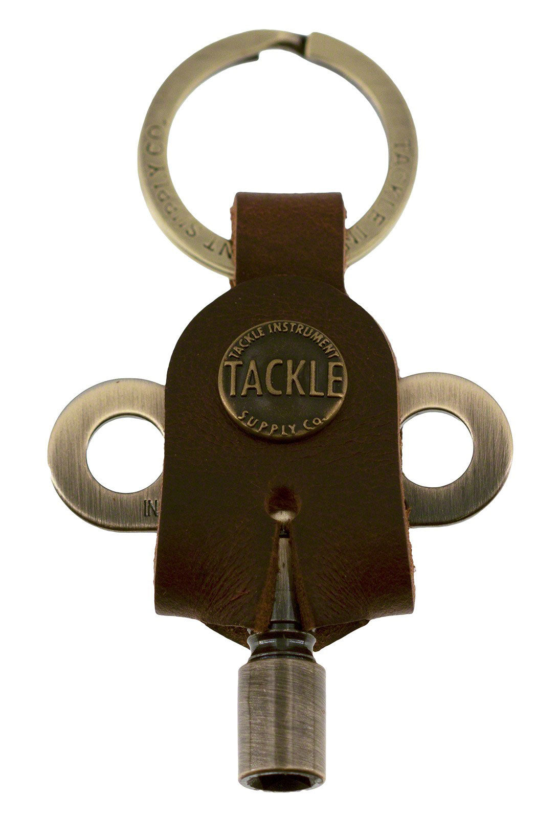 TACKLE Instruments TIMEKEEPERS DRUM KEY & LEATHER CASE - ANTIQUE BRASS