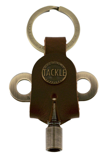 TIMEKEEPERS DRUM KEY & LEATHER CASE - ANTIQUE BRASS