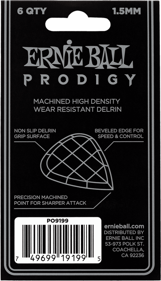 Prodigy Plectrums Zakje Van 6 Zwart 1,5Mm
