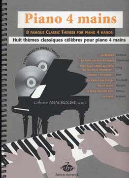 Piano voor 4 handen - 8 beroemde klassieke thema's voor piano voor 4 handen + 2 CD