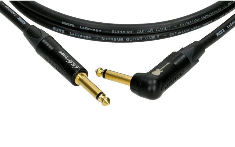 LA-grange Instrumentkabel Zwart 4,M Mono Jack - Haakse Mono Jack Goudcontact