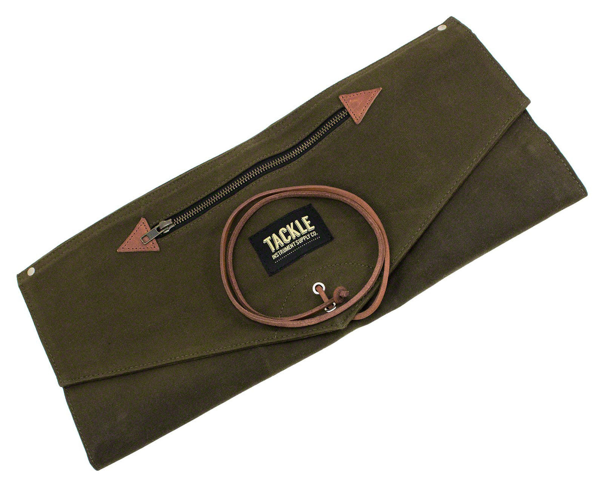 TACKLE Instruments WAXED CANVAS ROLL UP STICK CASE - FOREST GREEN