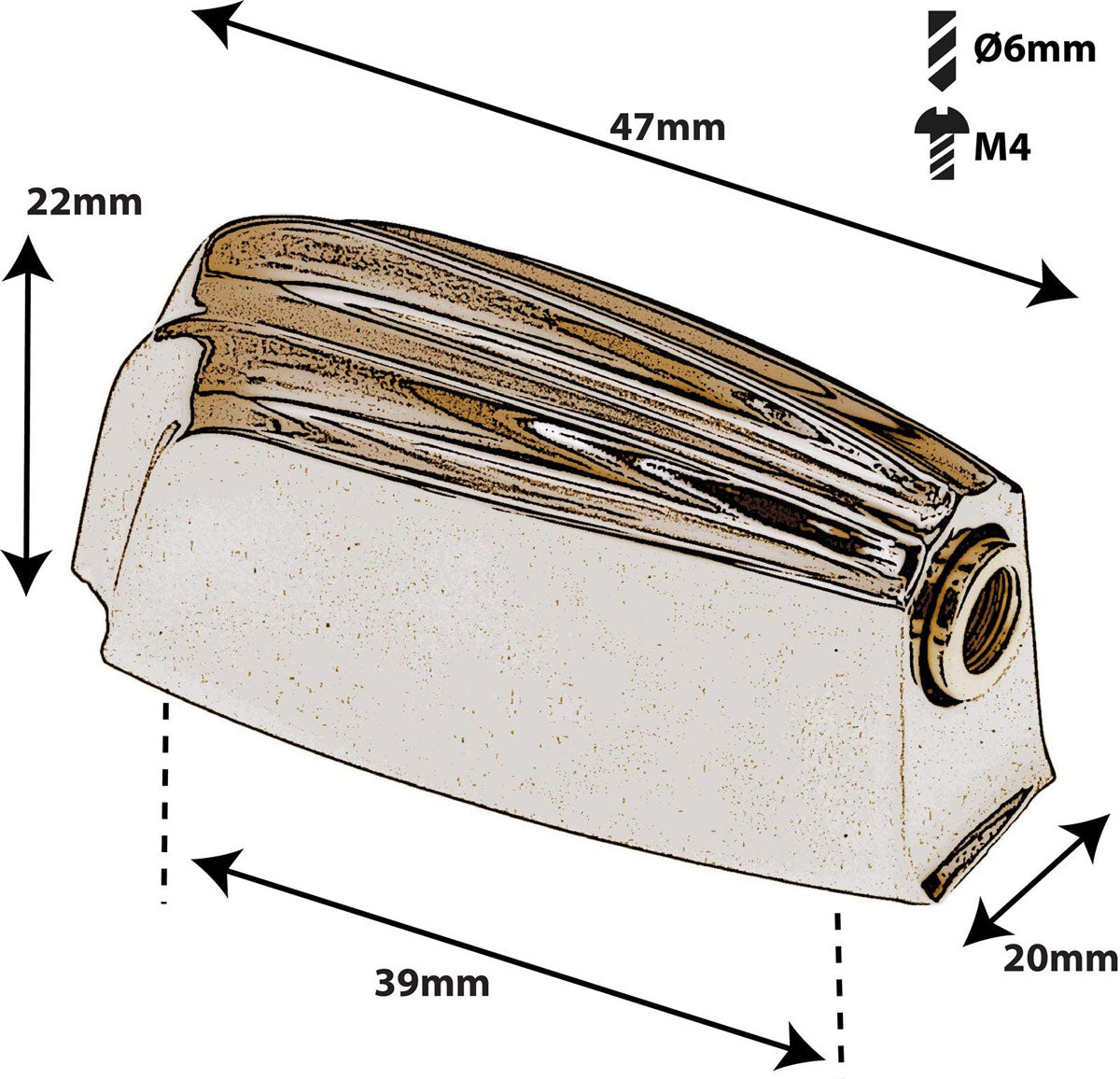L23SDTT-BR Snaredrum-Tom-Spannblok 39mm Goud X1