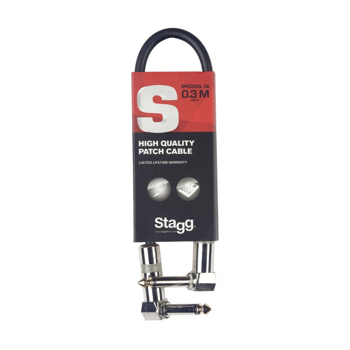 SPC030L DL Patchkabel mono jack/jack (M/M haaks) 30 cm metaal