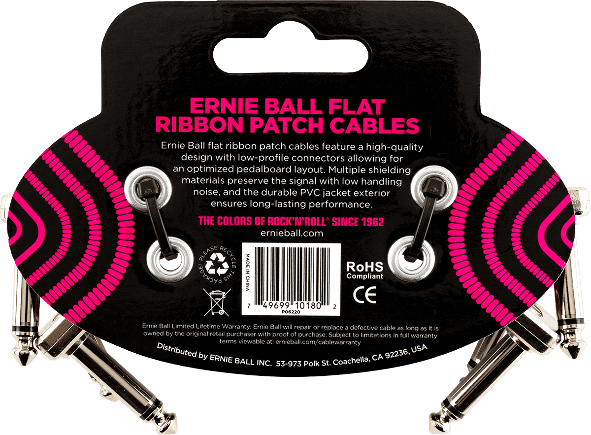 Instrumentkabel Patch Pakket van 3 - Haaks Dun & Plat - 7,5 Cm
