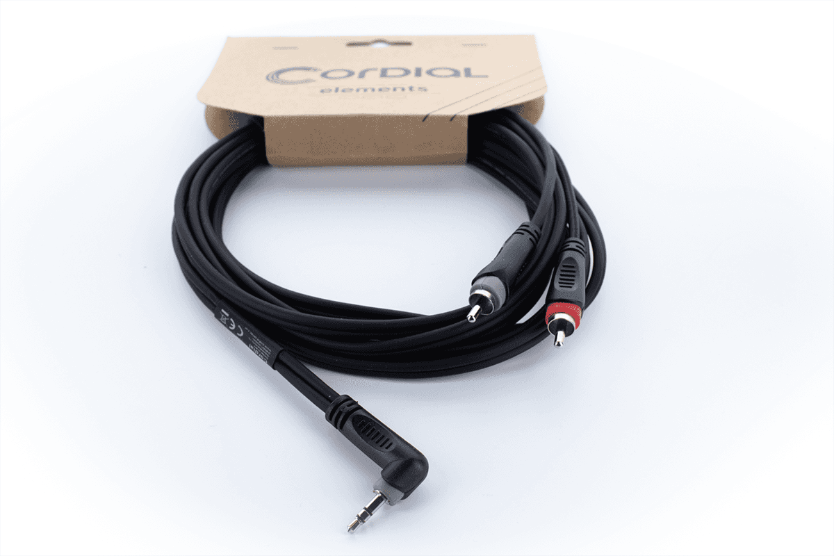 Y-kabel Haakse Stereo-mini-jack / 2 RCA 1 M
