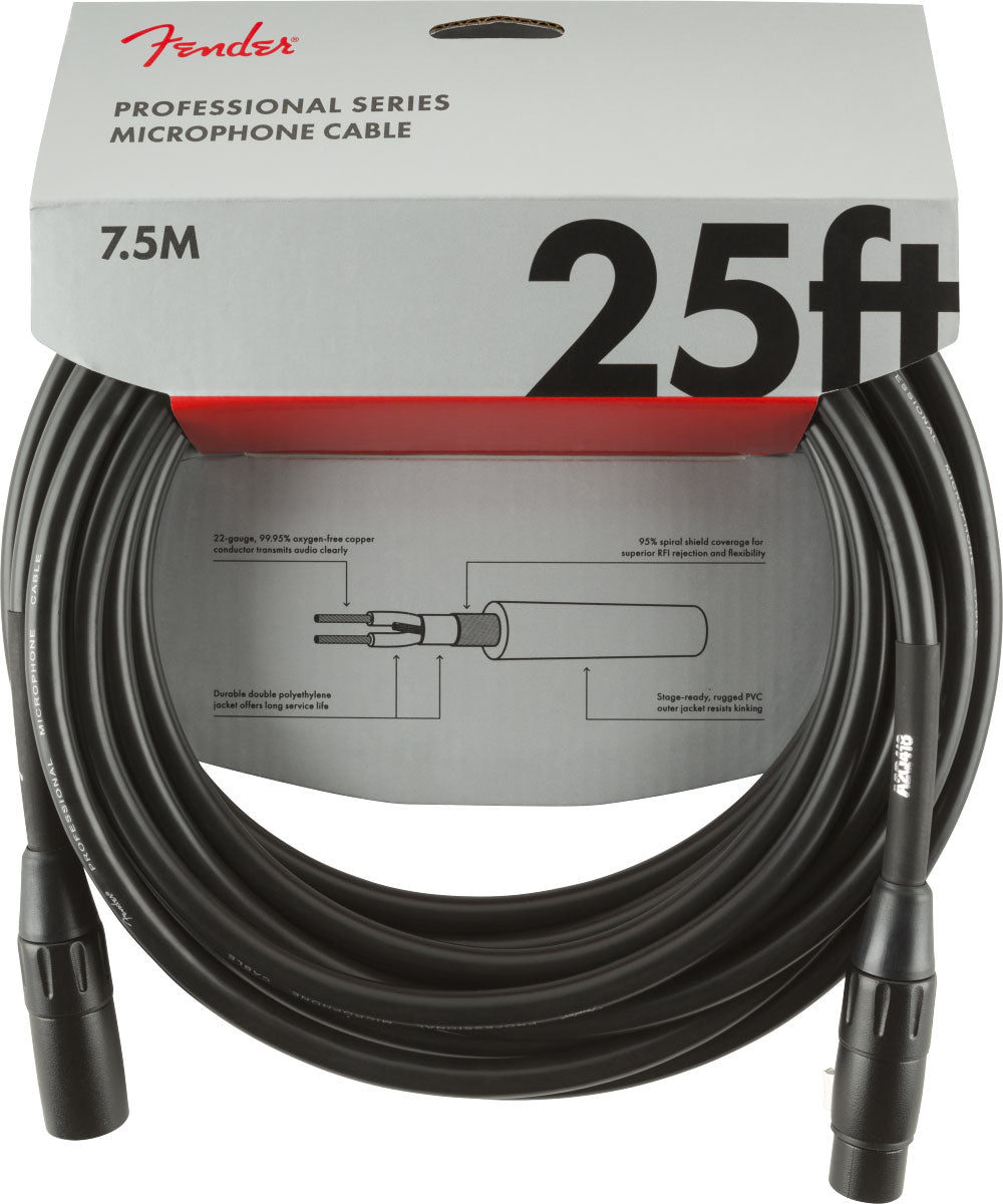 PROFESSIONAL MICROPHONE CABLE 25' BLACK