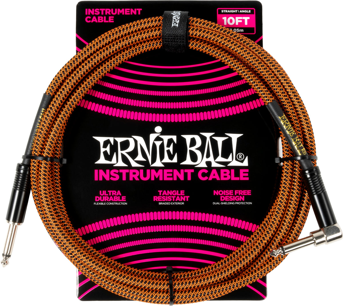 Ernie Ball Gevlochten Gebogen Huls 3m Oranje en Zwart