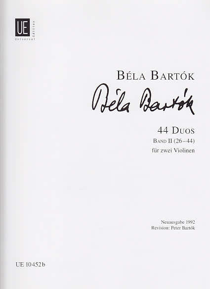 Universal Edition Bartok B. - 44 Duos Vol. 2 - 2 Violons
