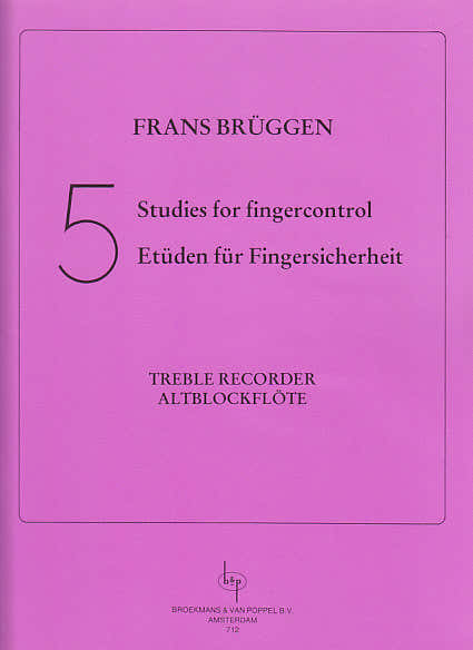 Broekmans & Van Poppel B.V. Bruggen 5 Studies For Fingercontrol Treble Recorder