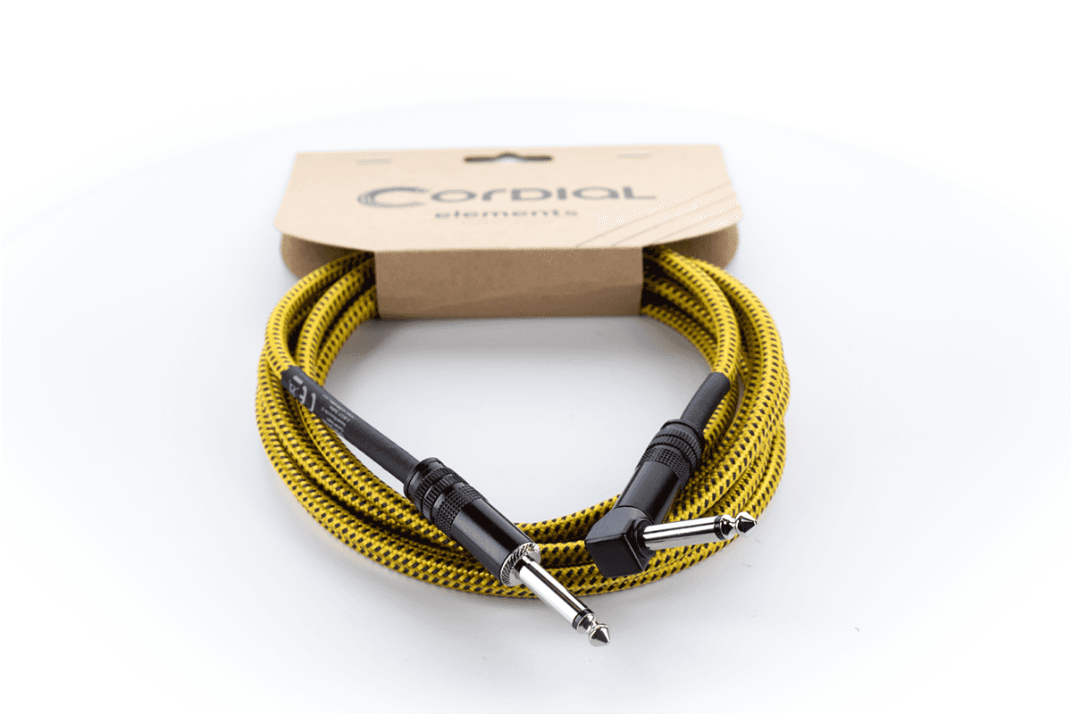 Gitaarkabel Jack Recht /Haaks 3 M Tweed Geel