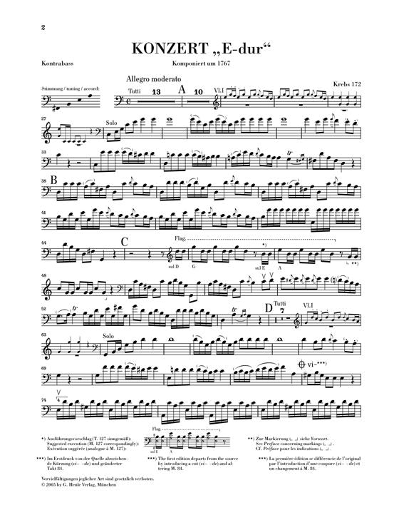 Dittersdorf C.D.V. - Double Bass Concerto In "e Major" Krebs 172