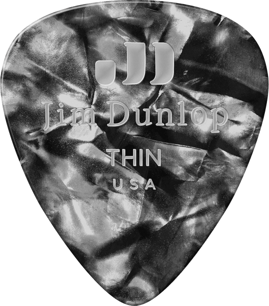 Dunlop 12 x dunne plectrums van zwart parelmoer celluloid