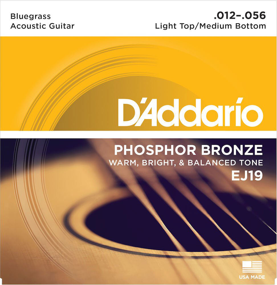 EJ19 PHOSPHOR BRONZE ACOUSTIC GUITAR STRINGS BLUEGRASS 12-56