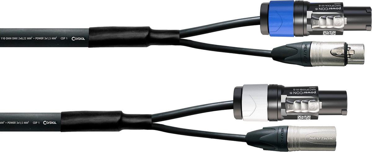 DMX XLR-kabel 5-pins + Powercon 3 M