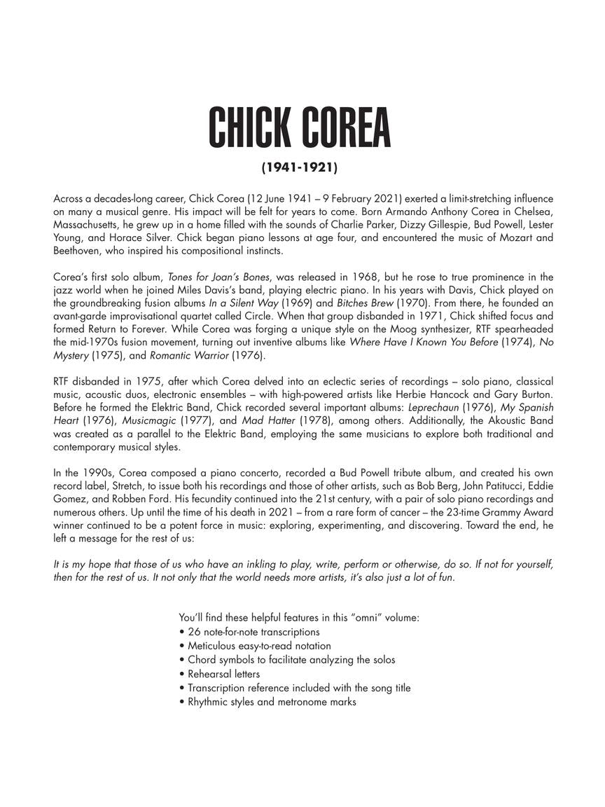 Chick Corea - Omnibook - Piano Transcriptions