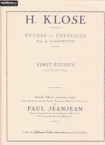 KLOSE - 20 ETUDES D'APRES KREUTZER ET FIORILLO - CLARINETTE