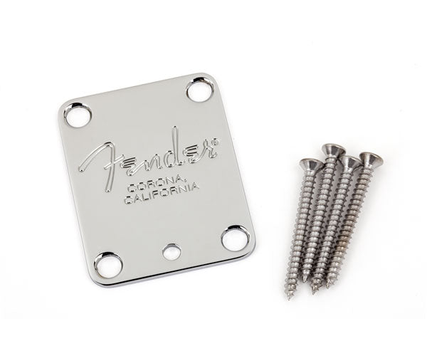 Fender Halsplaat voor Amerikaanse gitaar met 4 bouten en "Corona"-stempel (chroom)