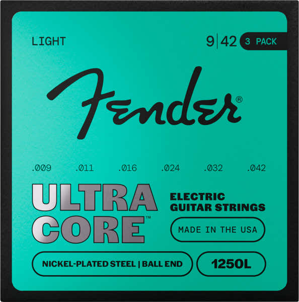 Fender Ultracore vernikkeld staal, kogeleinde, 1250L 09-42, (6) pak van 3