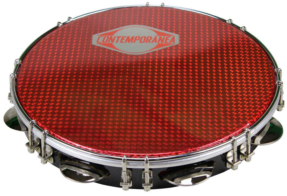 C-PF11-1BR - Pandeiro 11" Zwart - Rood Vel - Gereconditioneerd