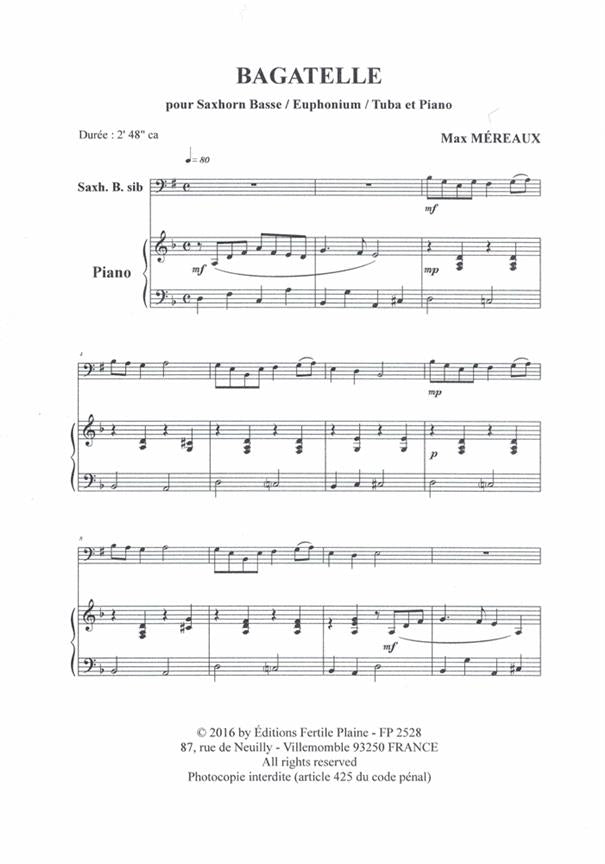 Fertile Plaine Mereaux Max - Bagatelle - Tuba & Piano