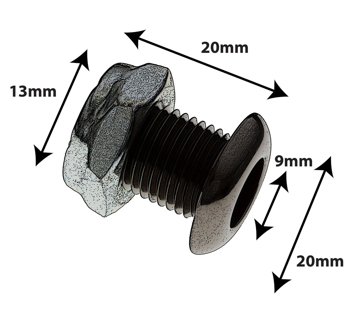AVH5BK DIE CAST AIR VENT GROMMET BLACK 20MM