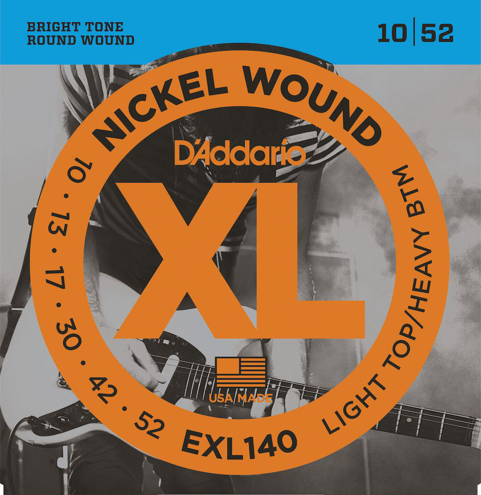 D'ADDARIO EXL140 NICKEL WOUND ELECTRIC GUITAR STRINGS LIGHT TOP/HEAVY BOTTOM 10-52
