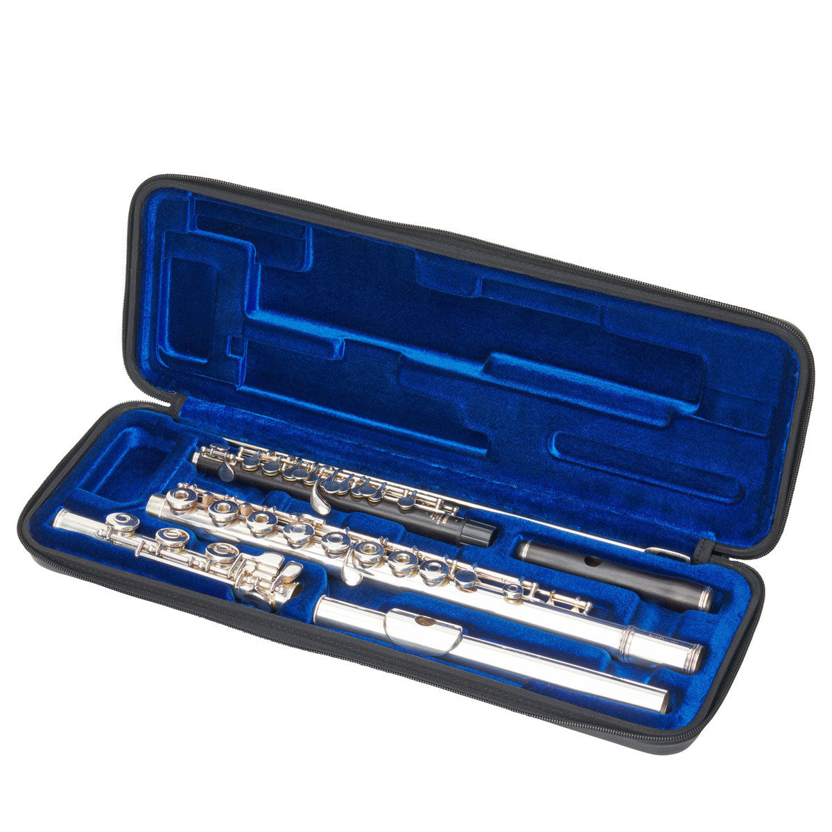 Zwarte Micro Zip Etui - Fluit C/Bes + Piccolo