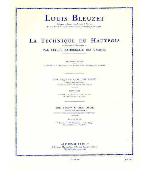 Leduc Bleuzet L. - Technique Du Hautbois Par L'etude Rationelle Des Gammes Volume 1