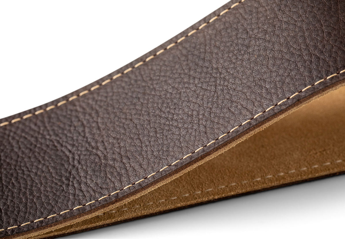 STRAP CHOCOLATE BROWN LEATHER SUEDE BACK 2.5"