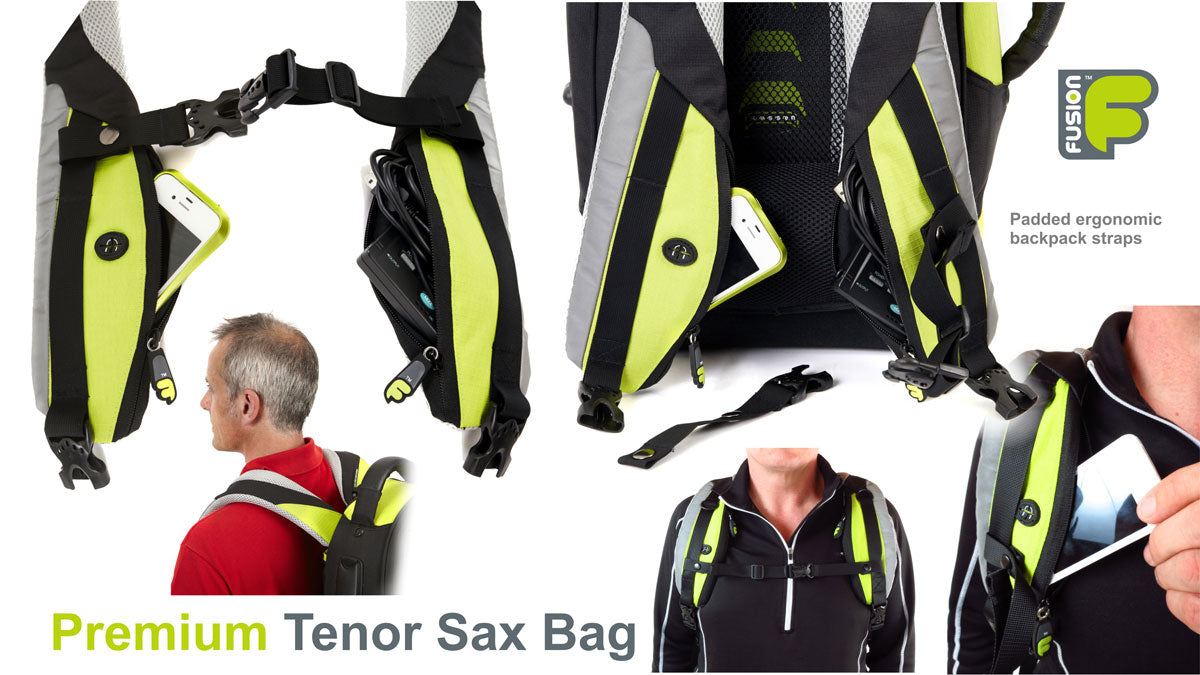 Premium Zwarte/Groene Tenorsaxofoonhoes