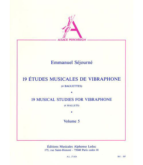 Leduc Sejourne - 19 Etudes Musicales De Vibraphone (4 Baguettes)vol.5