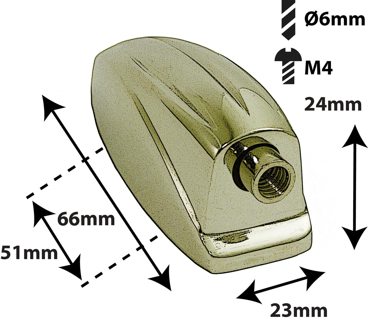 L6BD-BR - Spanblok Bass Drum - 51mm Goud (X1)