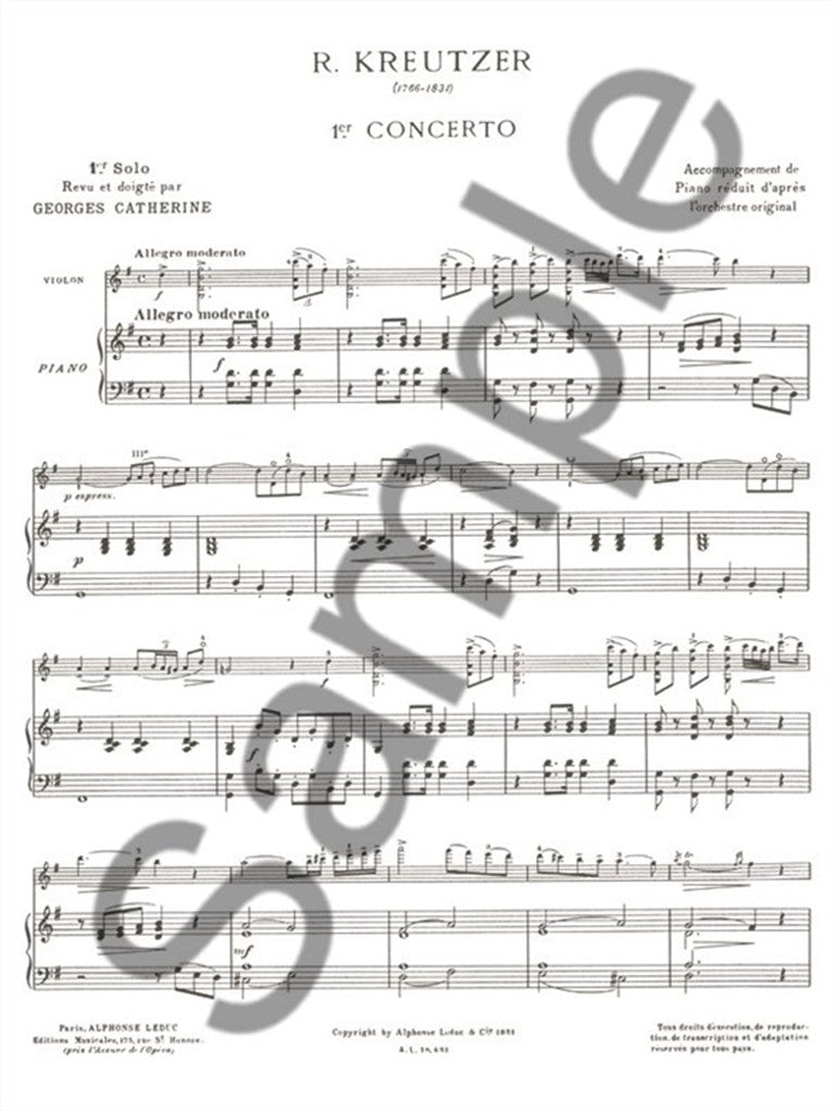 Kreutzer R. / Catherine G. - 1er Solo Du Concerto N°1 - Violon & Piano