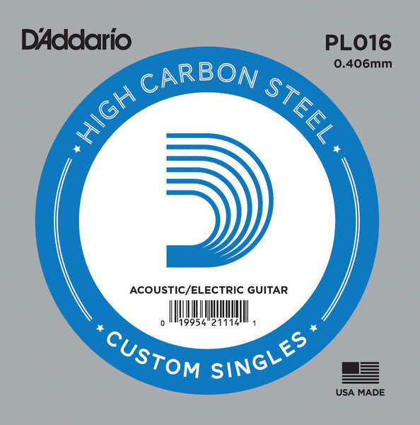 D'ADDARIO PL016 PLAIN STEEL GUITAR SINGLE STRING .016